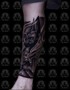 An Anubis Black & Grey Tattoo