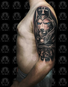 Anubis Black & Grey Half Sleeve Tattoo