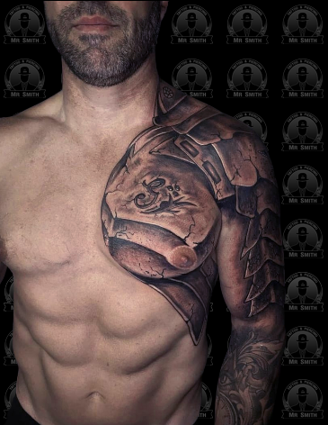 Armour Black And Grey Tattoo
