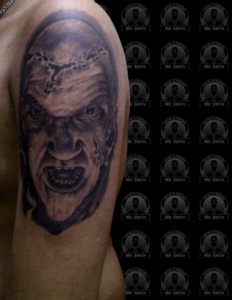 Dark Realist Black & Grey Bobterel Tattoo