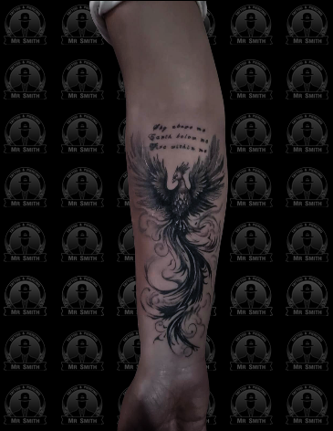 Phoenix Realist Black And Grey Tattoo