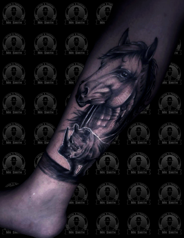 Realist Horse Black And Grey Tattoo