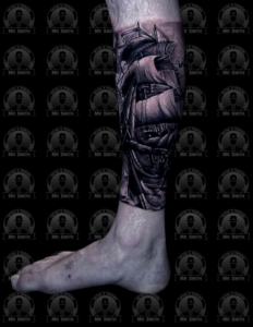 Sailor Ship Black & Grey Tattoo