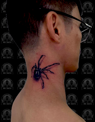 Spider 3D Realist Black And Grey Tattoo